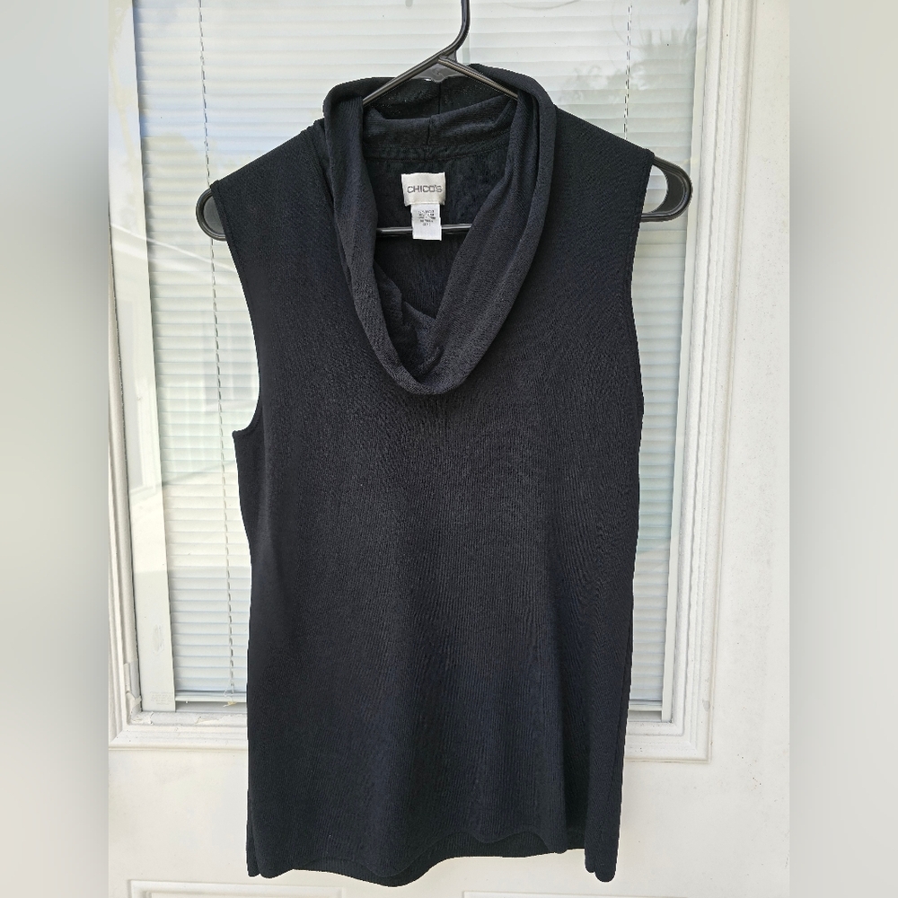 Chico's Black Cowl Neck Sleeveless Blouse